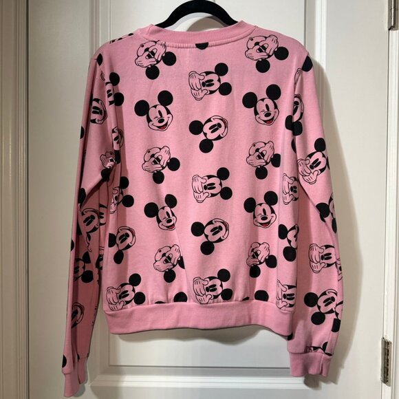 Disney Mickey Mouse Pink & Black Crewneck Sweatshirt – “See No Evil” Pattern – L - Picture 4 of 8